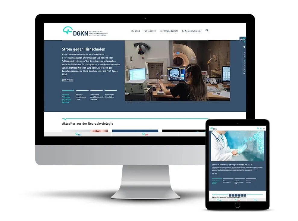 Die relaunchte Website dgkn.de auf Monitor und Tablet